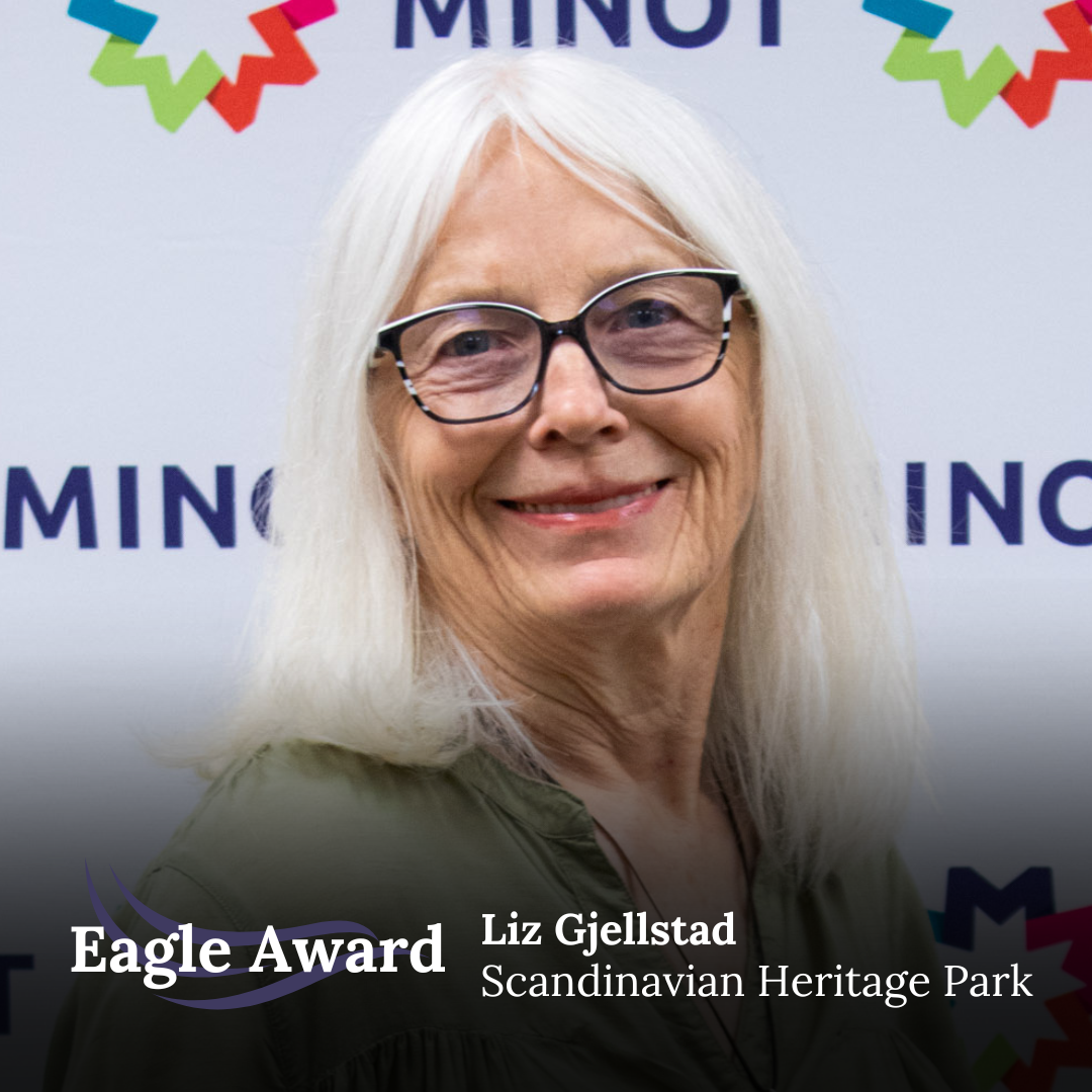 When Liz’s nominator had family visiting from out of state, the Scandinavian Hertiage Park was a must-see stop! Liz was not only encouraging but went “over and above” to find a volunteer to give them a tour of the Gol Stave Church Museum. “The volunteer Joan Varberg was awesome as well. All of us really appreciated being able to see and know the history.” Great way to show the Magic in Minot, Liz!  