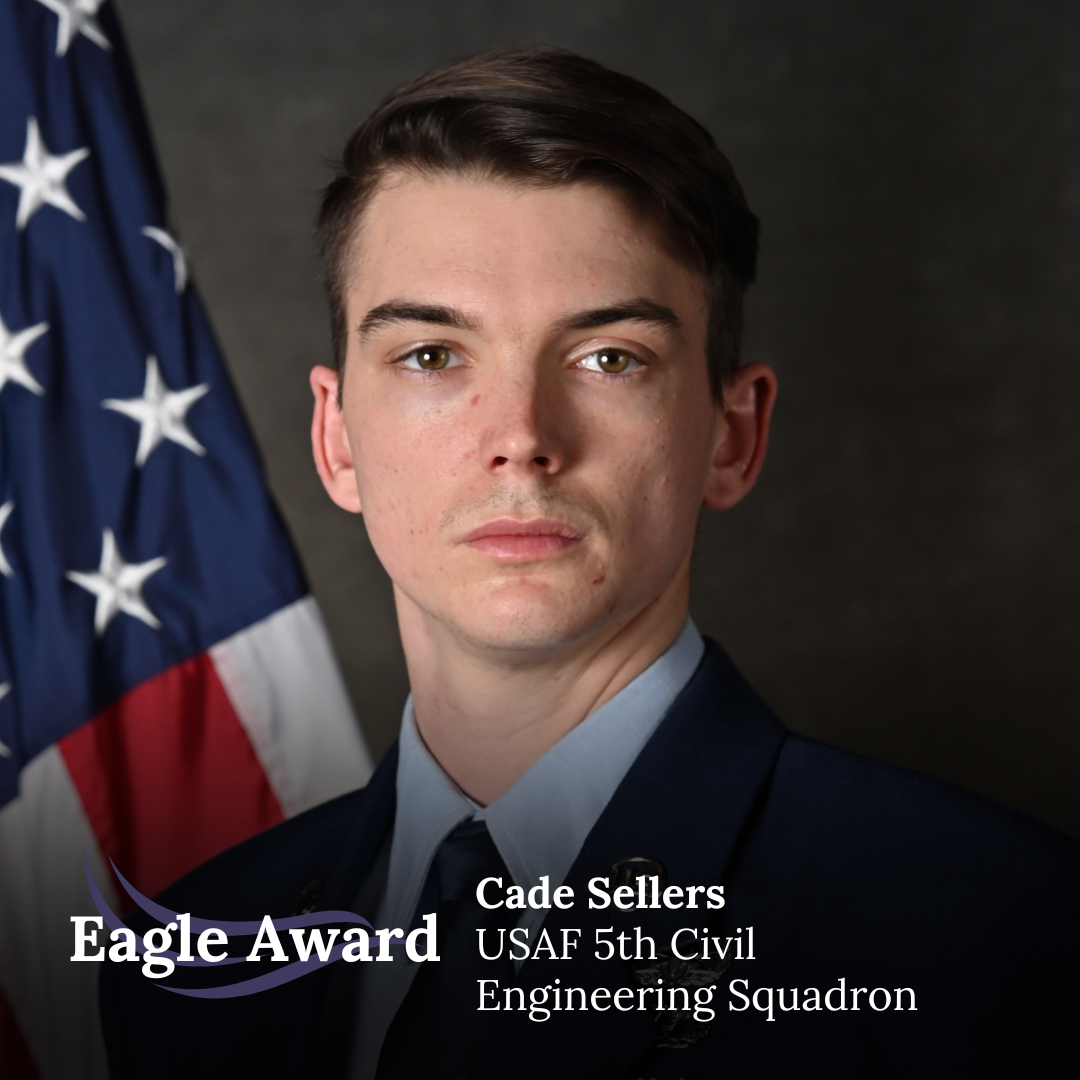 Cade was on-scene for an injury crash that the Minot Police Department responded to. He remained with the driver until officers arrived, provided helpful information in the investigation, and assisted officers with clearing debris from the roadway. Cade’s actions exemplify the Air Force core values of “Service Before Self” and “Excellence in All We Do.” 