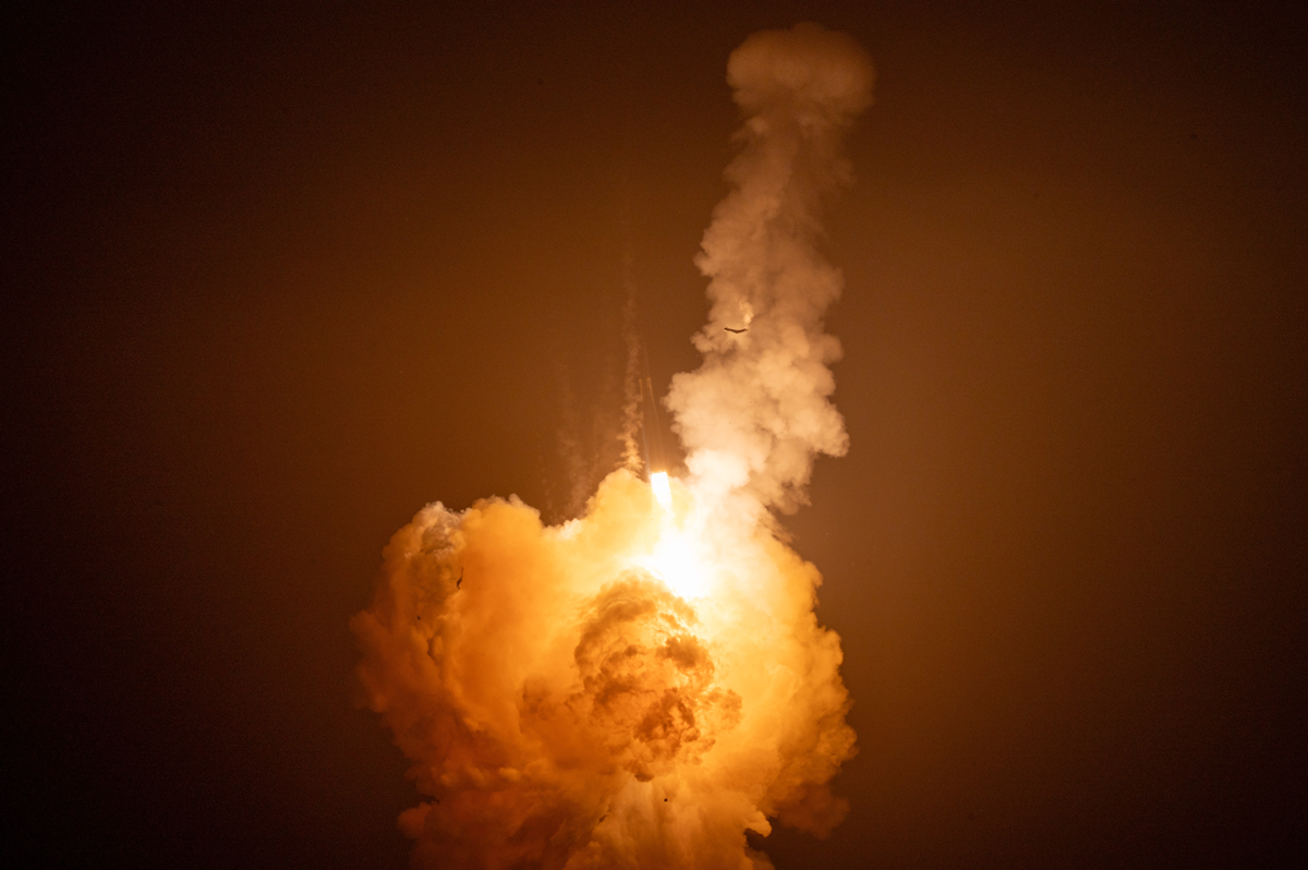 Test launch of an unarmed Minuteman III intercontinental ballistic missile (U.S. Space Force photo by Staff Sgt. Joshua LeRoi)