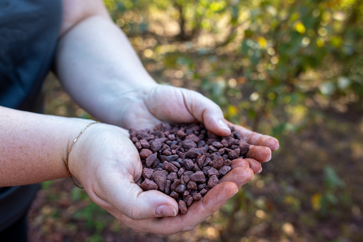 A handful of iron ore found in stockpiles across the Minnesota Iron Range.